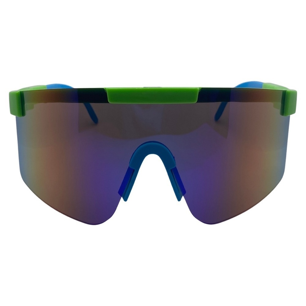 6165 | White/Green Sport Wrap Sunglasses